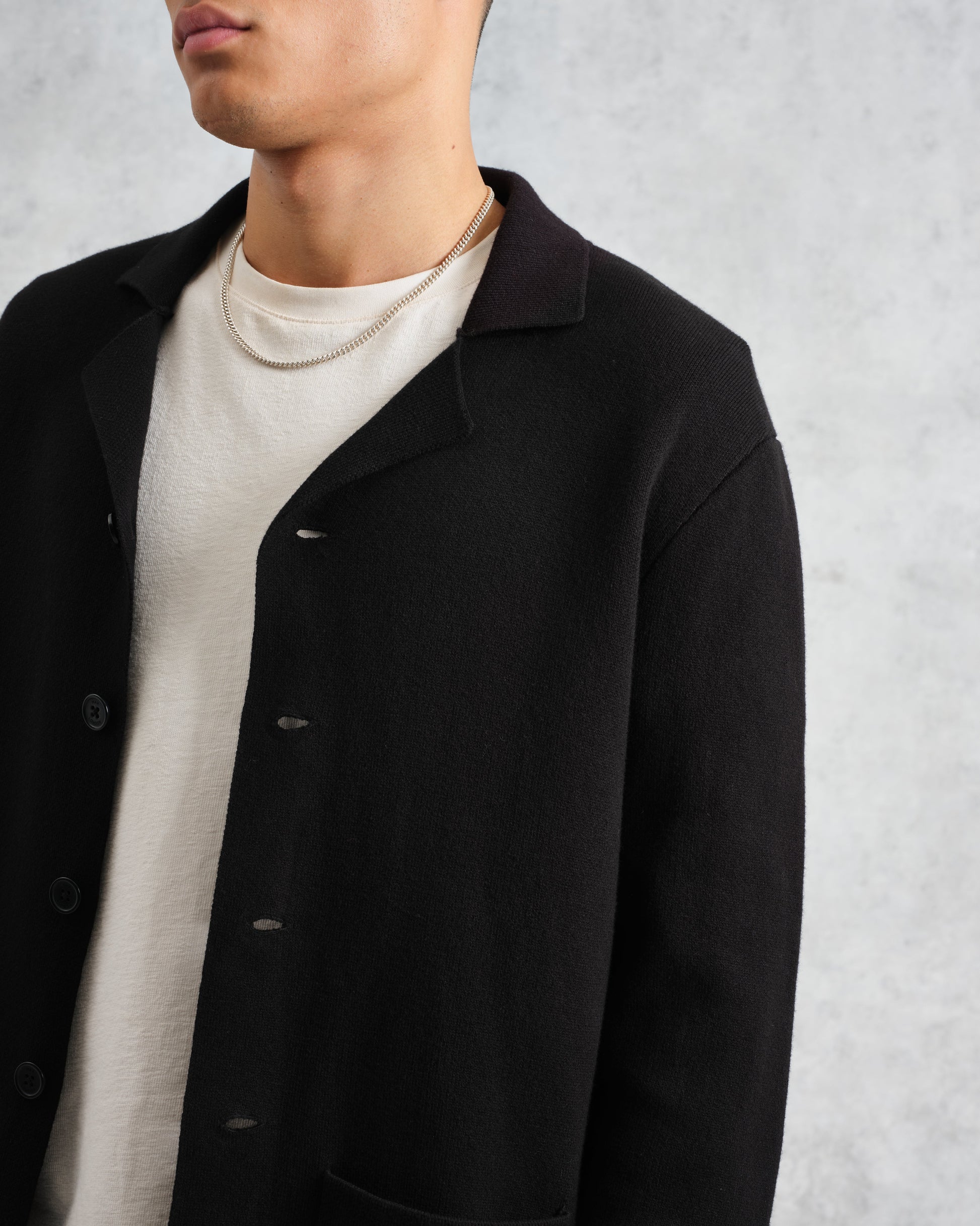 wax london men's Wightman - Black Milano Cardigan