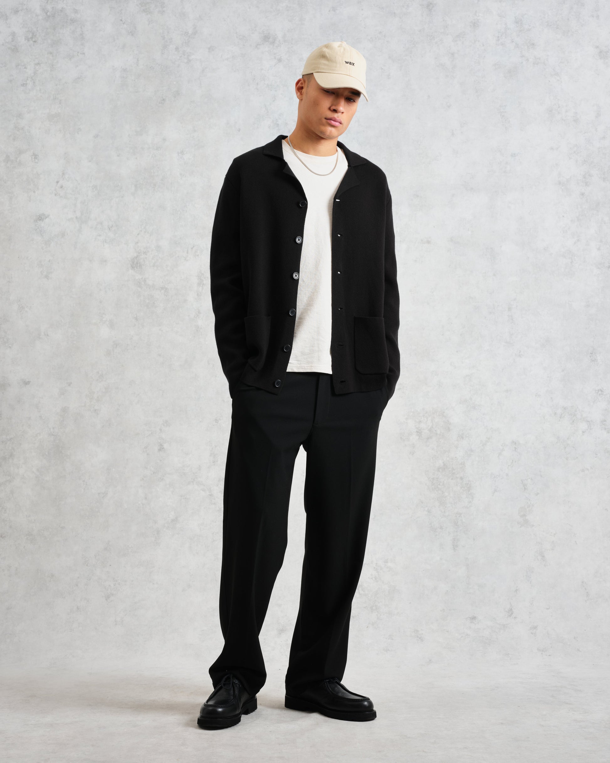 wax london men's Wightman - Black Milano Cardigan