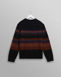 wax london men's Wilde - Black And Dark Multicolour Brush Stripe Wool Crewneck