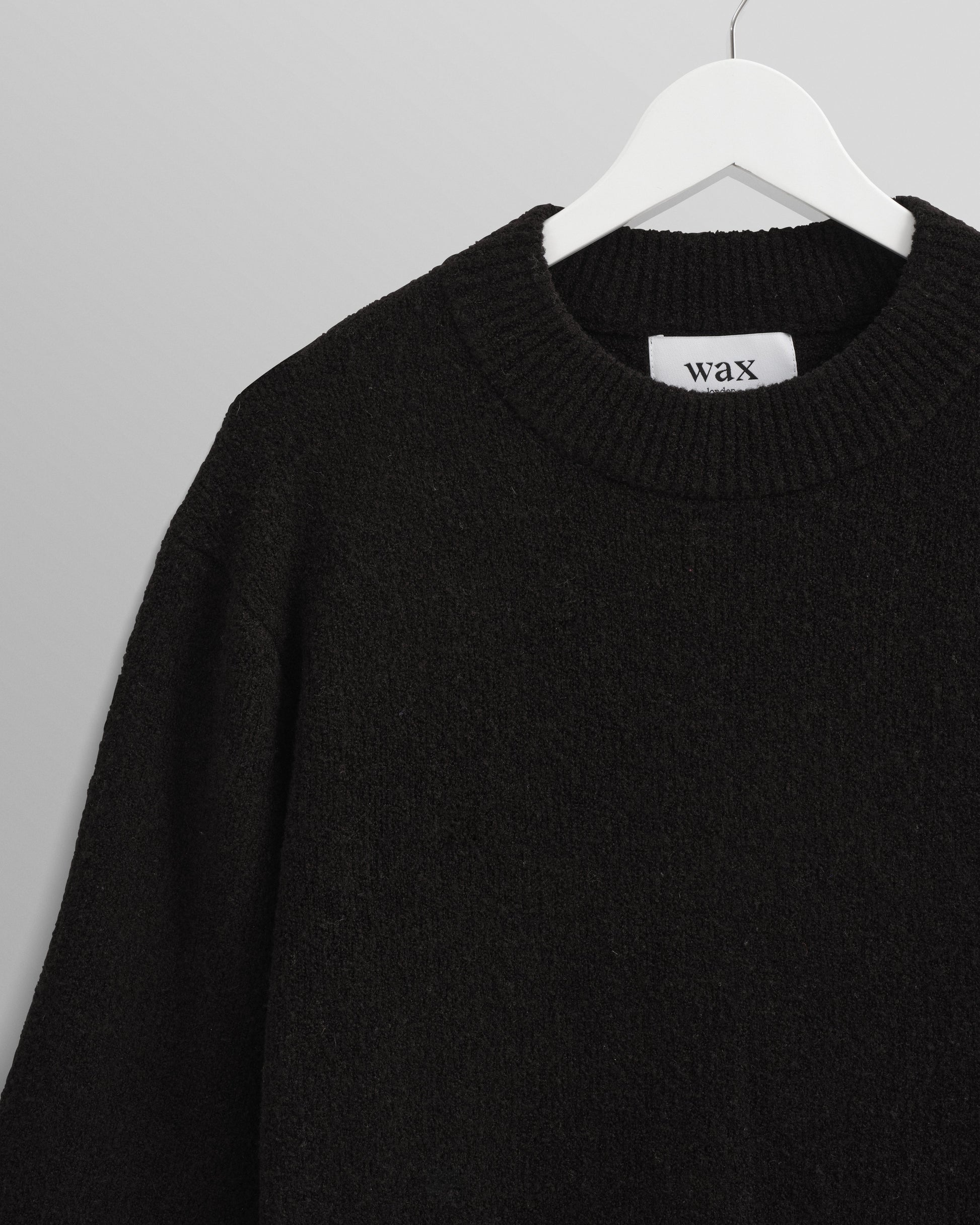 wax london men's Wilde - Black Boucle Jumper