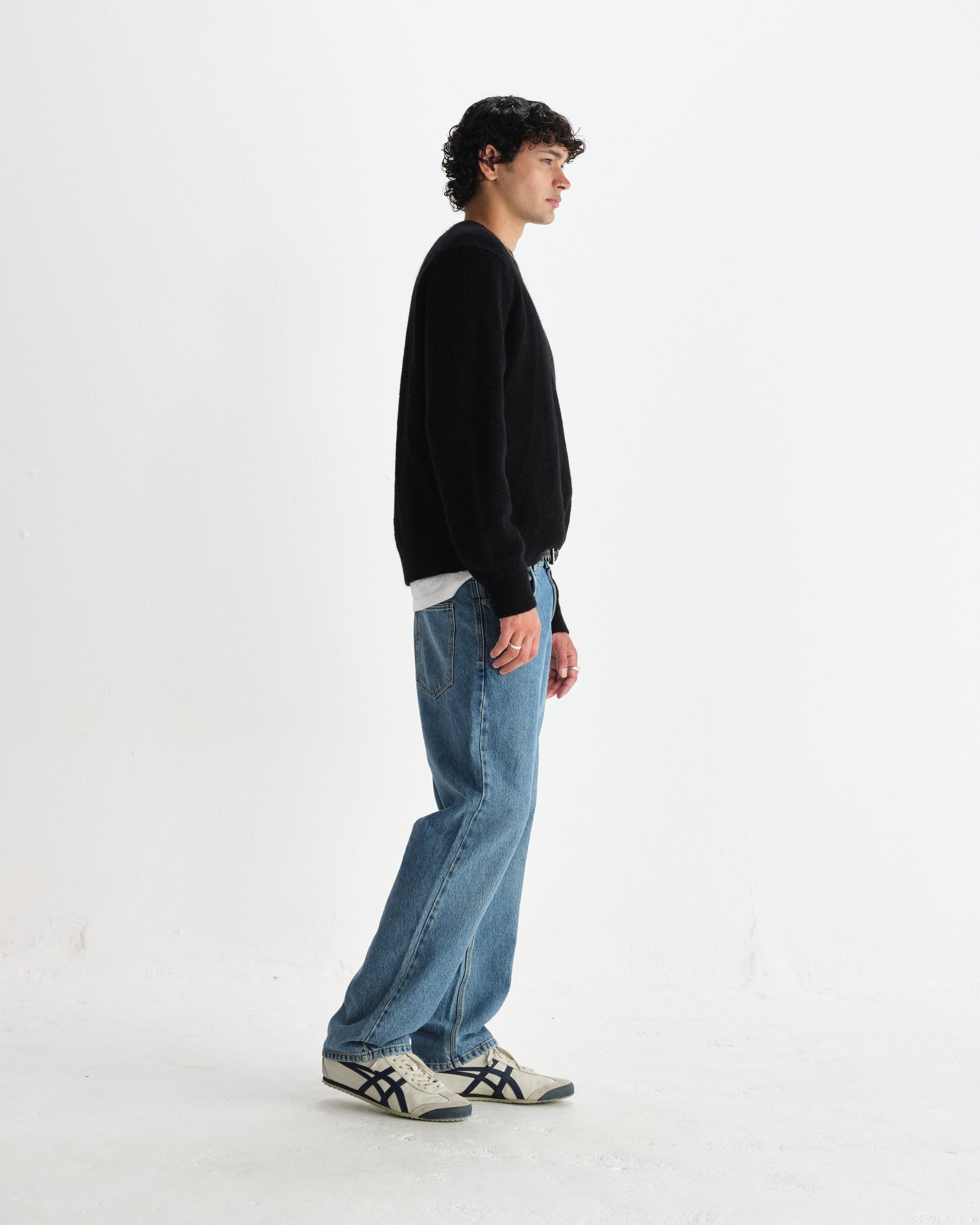 wax london men's Wilde - Black Fluffy Wool Crewneck