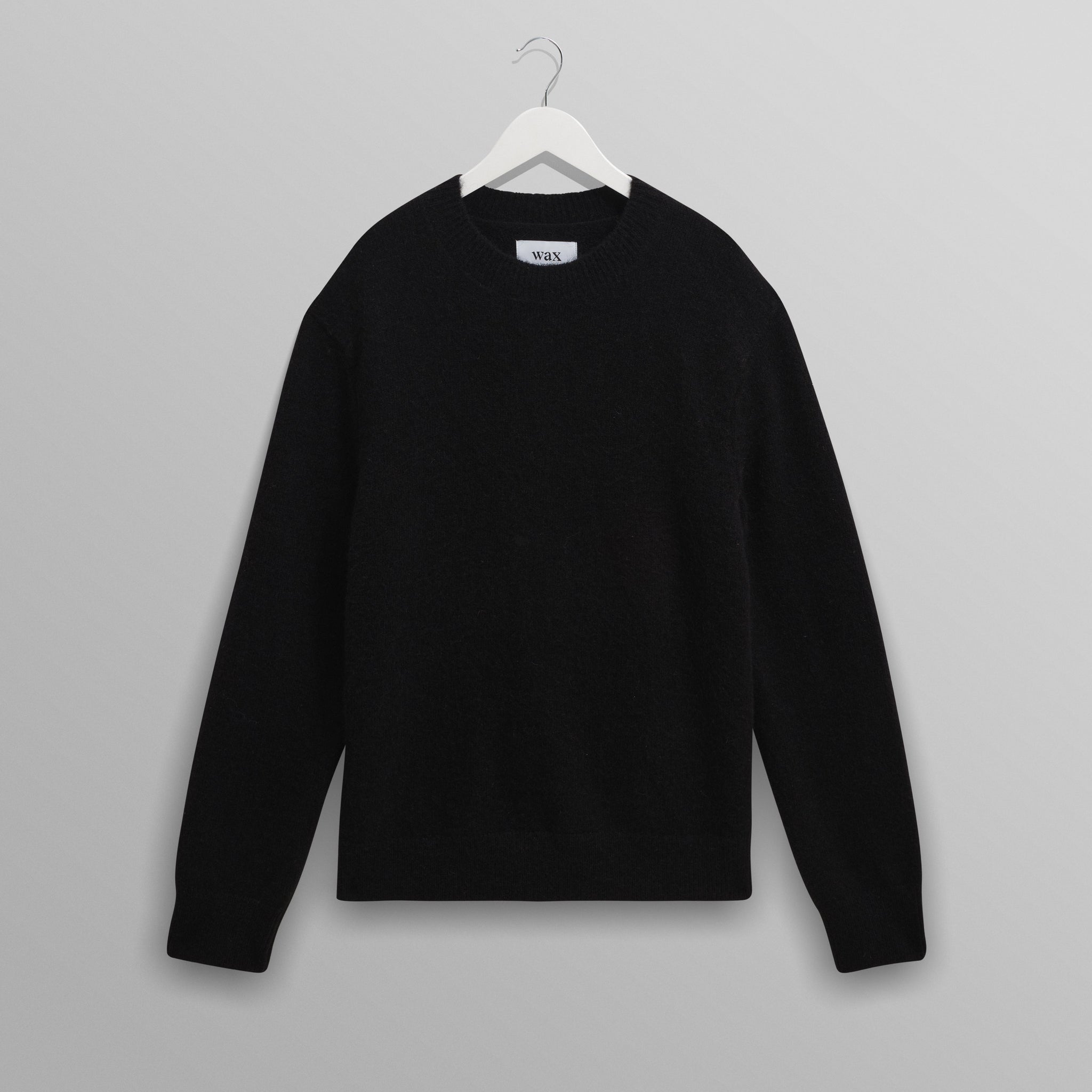 wax london men's Wilde - Black Fluffy Wool Crewneck