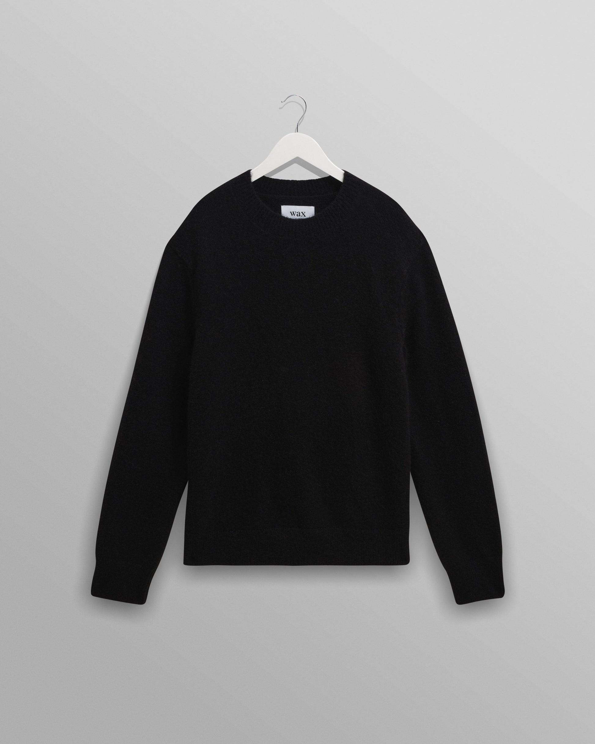 wax london men's Wilde - Black Fluffy Wool Crewneck