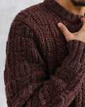 wax london men's Wilde - Brown Checkerboard Leaf Jumper