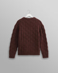 wax london men's Wilde - Brown Checkerboard Leaf Jumper
