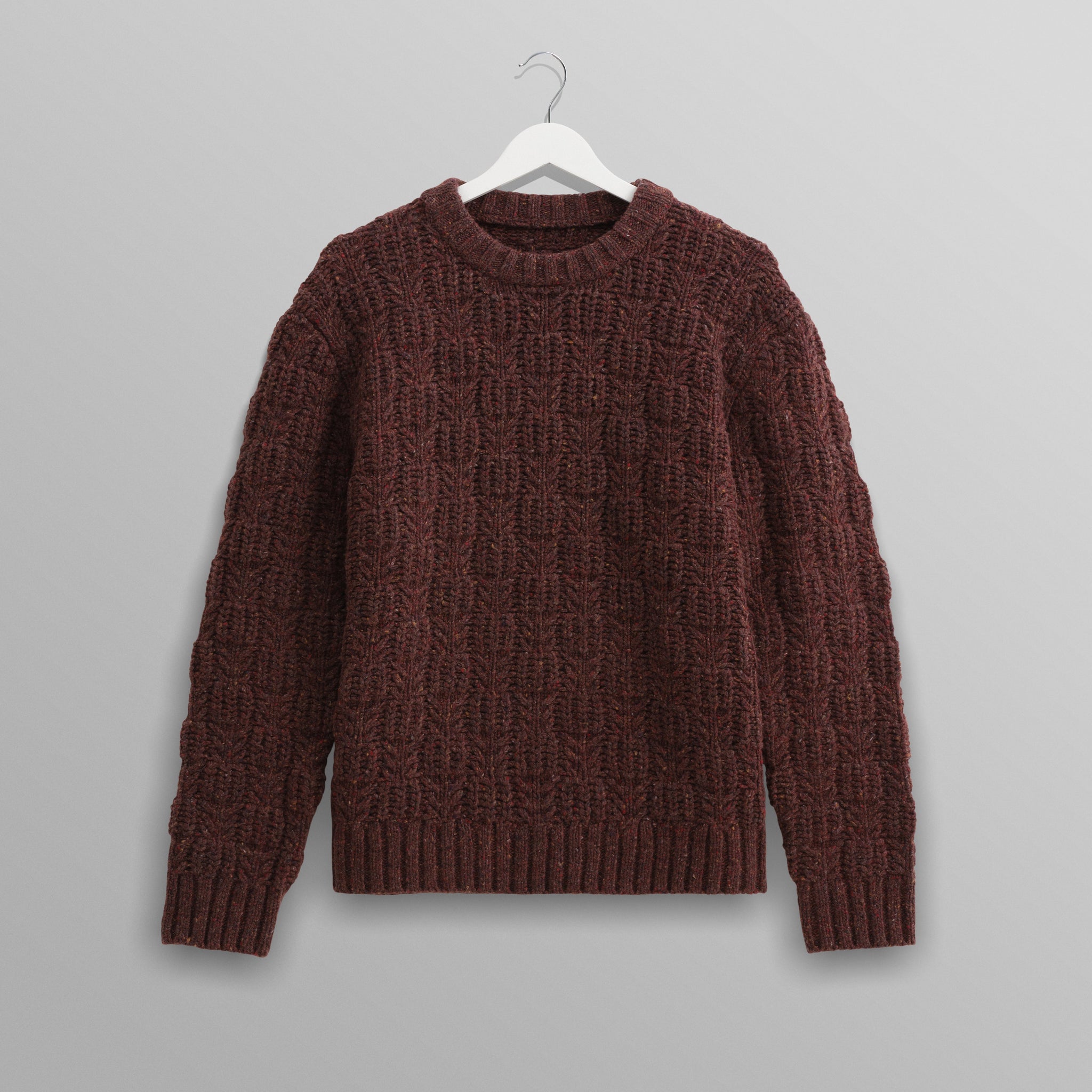 wax london men's Wilde - Brown Checkerboard Leaf Jumper