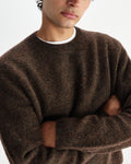 wax london men's Wilde - Brown Fluffy Wool Crewneck