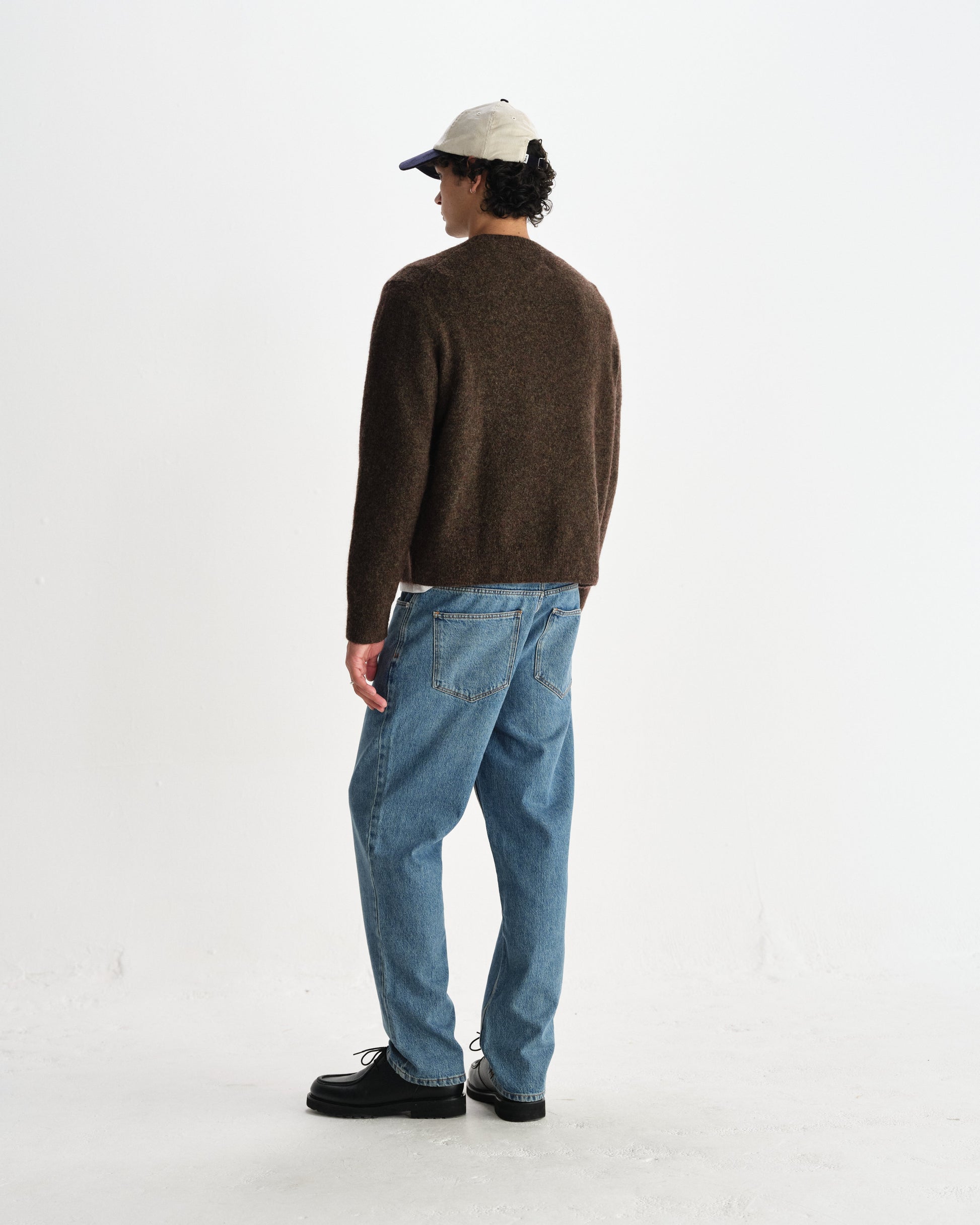wax london men's Wilde - Brown Fluffy Wool Crewneck