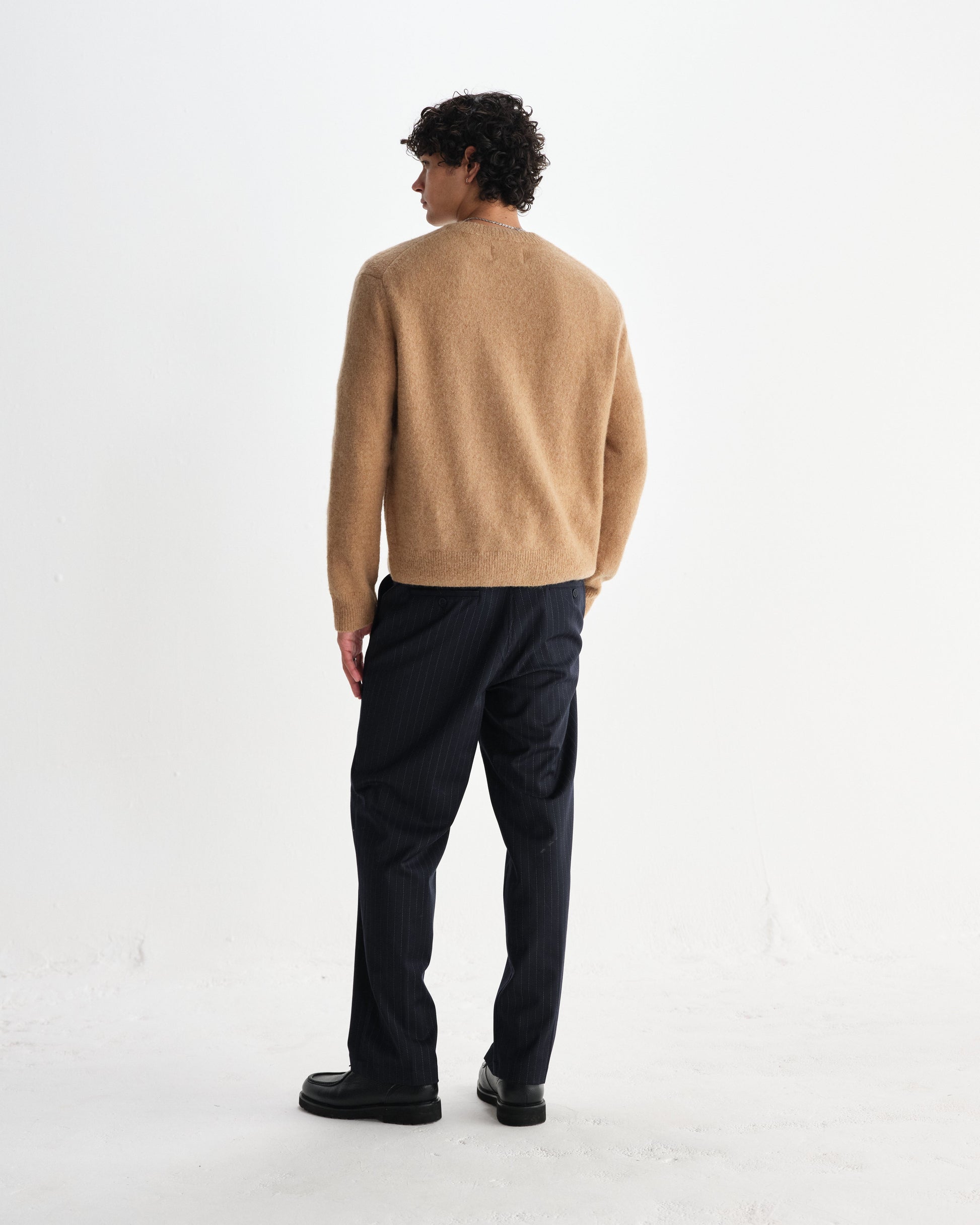 wax london men's Wilde - Camel Fluffy Wool Crewneck