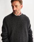 wax london men's Wilde - Charcoal Donegal Wool Crewneck