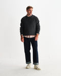 wax london men's Wilde - Charcoal Donegal Wool Crewneck