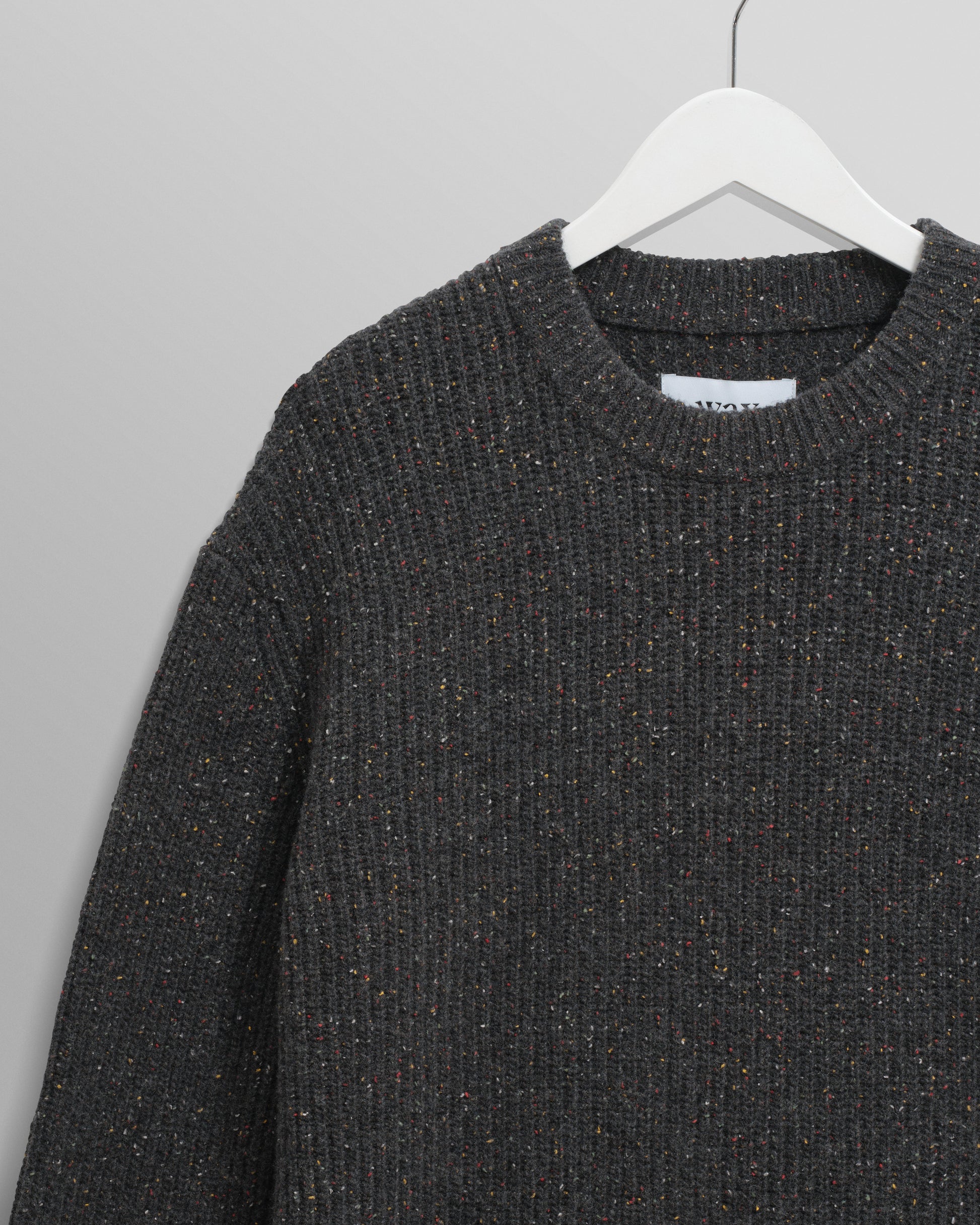 wax london men's Wilde - Charcoal Donegal Wool Crewneck