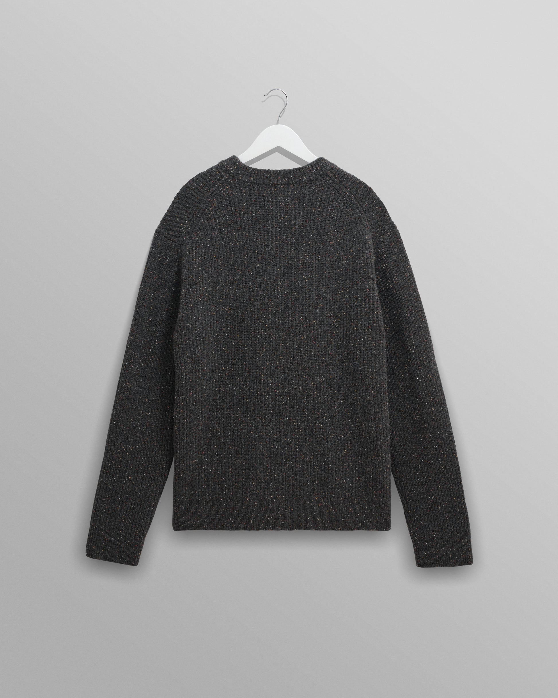 wax london men's Wilde - Charcoal Donegal Wool Crewneck