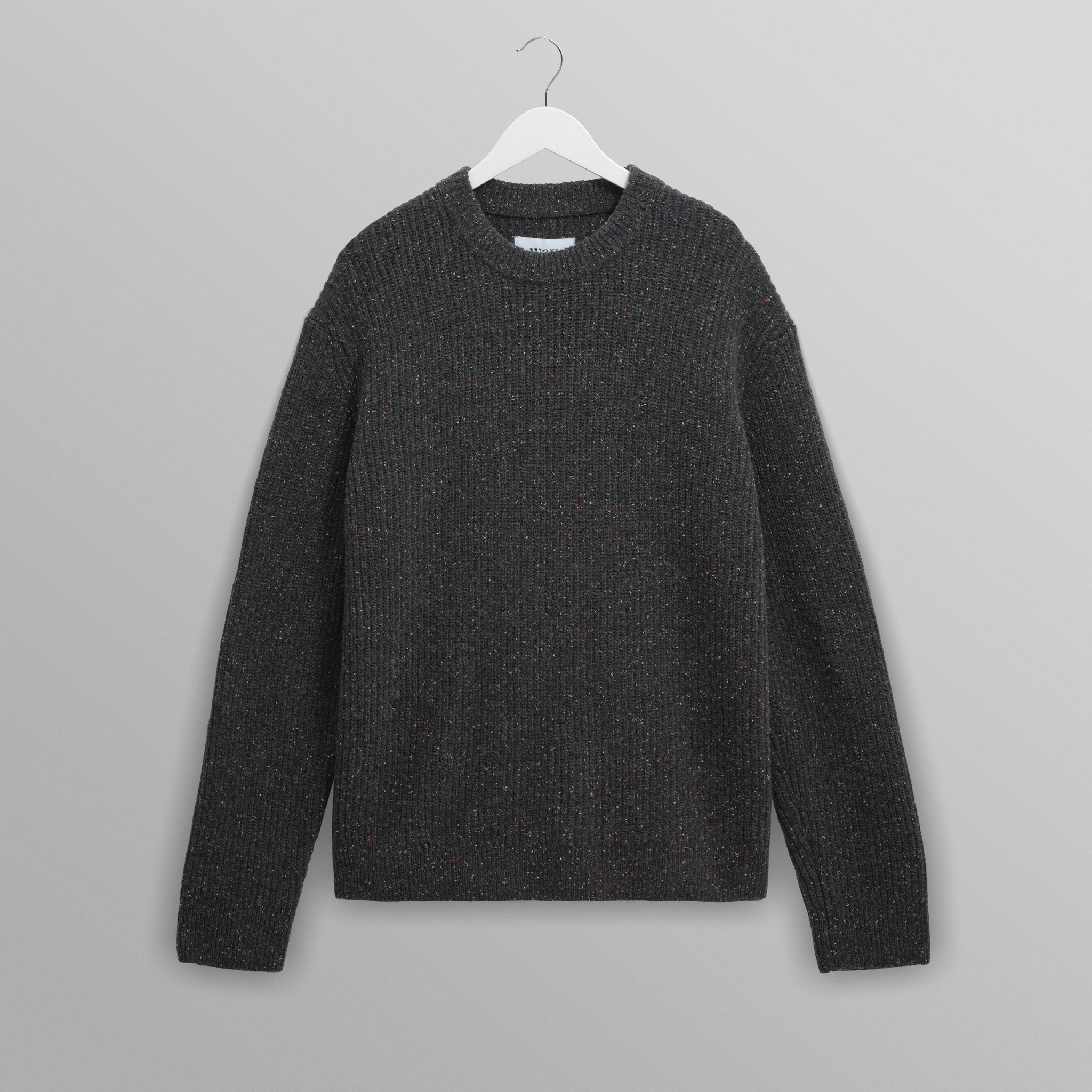 wax london men's Wilde - Charcoal Donegal Wool Crewneck