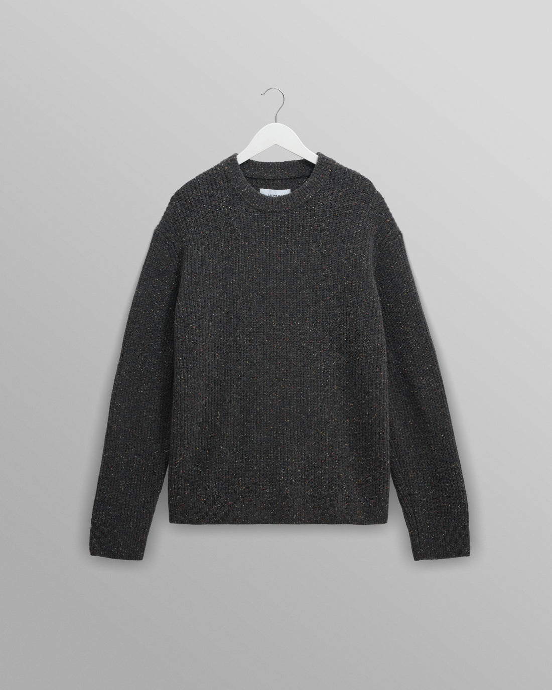 wax london men's Wilde - Charcoal Donegal Wool Crewneck