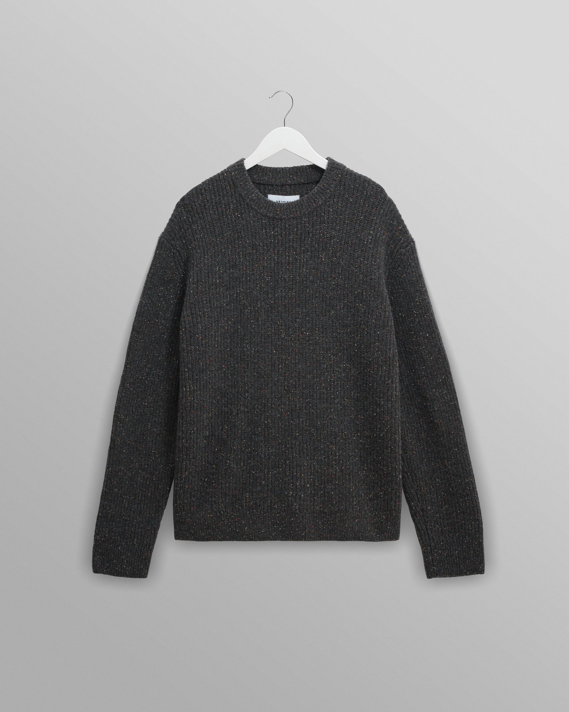 wax london men's Wilde - Charcoal Donegal Wool Crewneck