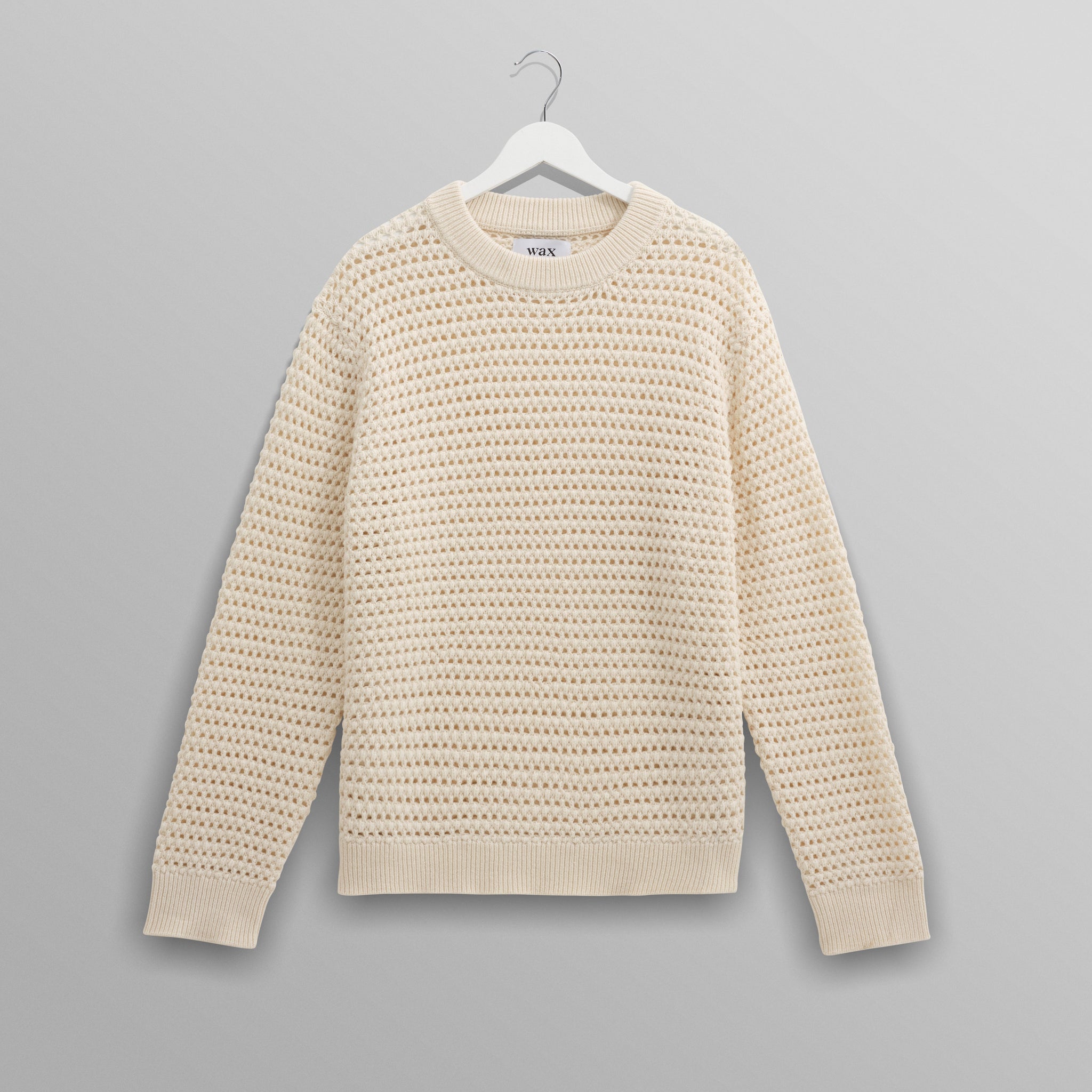 wax london men's Wilde - Ecru Open Knit Jumper