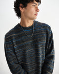 wax london men's Wilde - Grey And Teal Space Dye Wool Crewneck