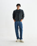 wax london men's Wilde - Grey And Teal Space Dye Wool Crewneck