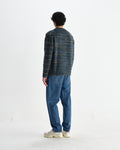 wax london men's Wilde - Grey And Teal Space Dye Wool Crewneck