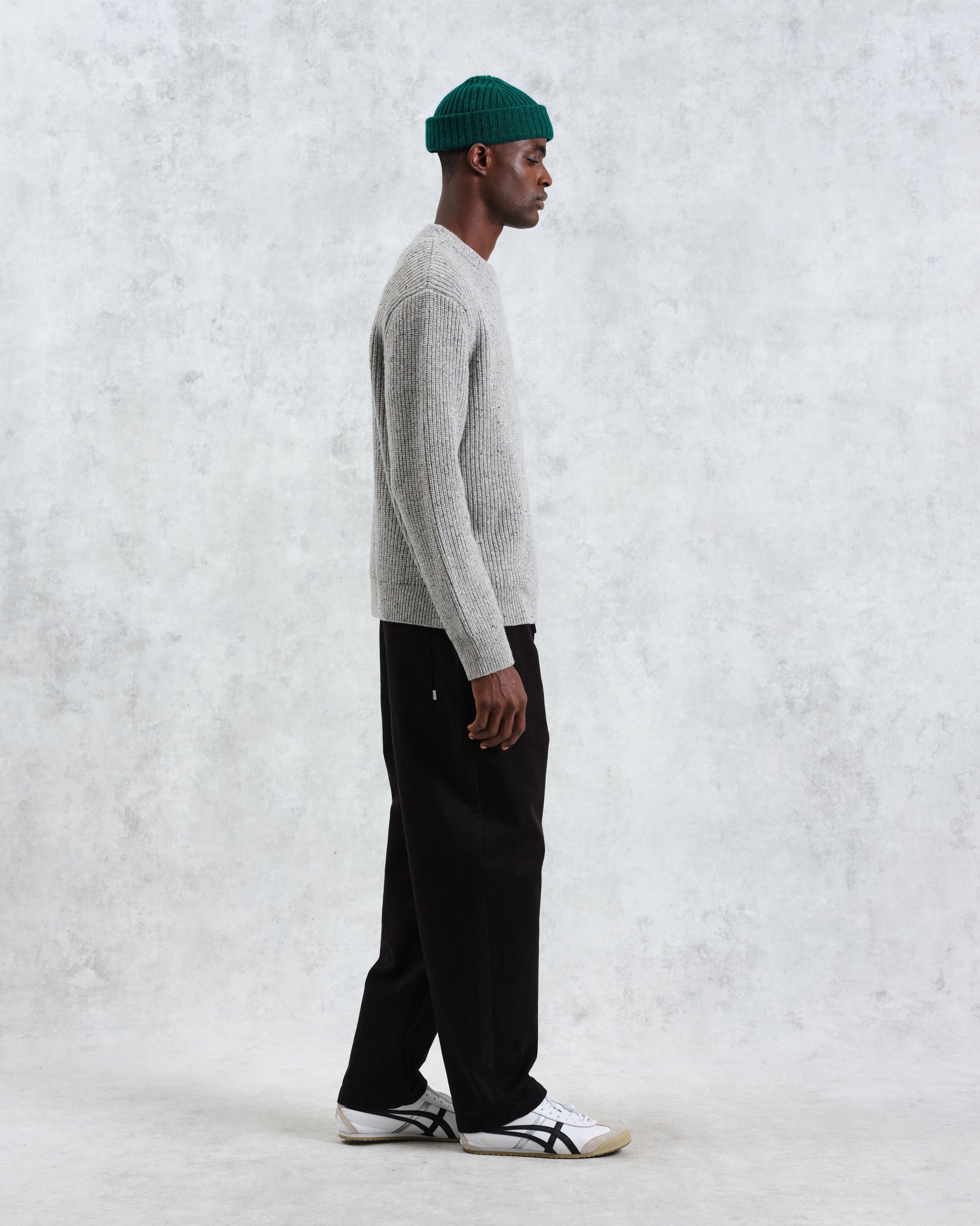 wax london men's Wilde - Grey Fleck Wool Jumper