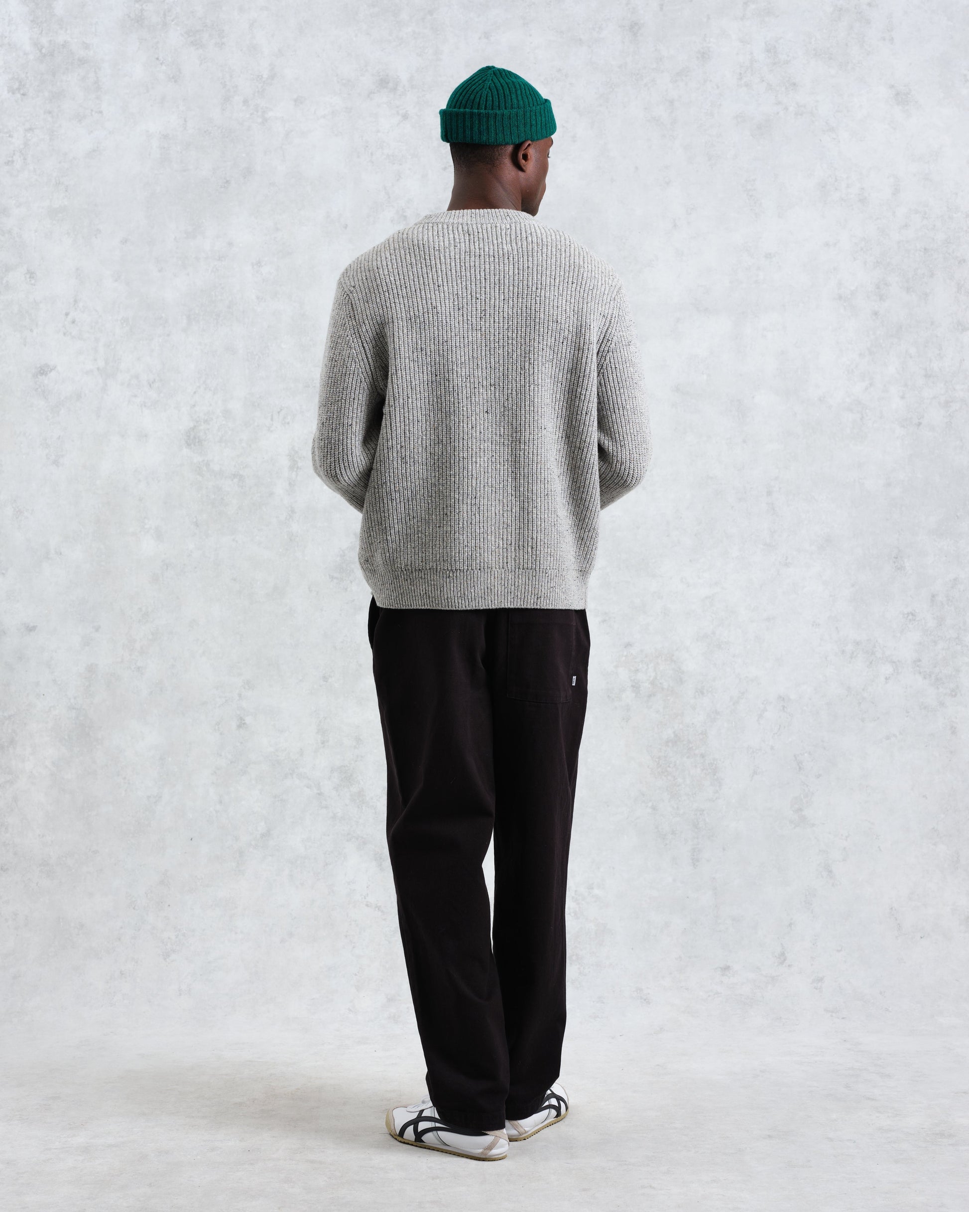 wax london men's Wilde - Grey Fleck Wool Jumper