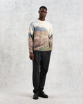 wax london men's Wilde - Natural Landscape Print Wool Jumper