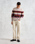 wax london men's Wilde - Oatmeal Brush Stripe Wool Jumper