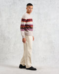 wax london men's Wilde - Oatmeal Brush Stripe Wool Jumper