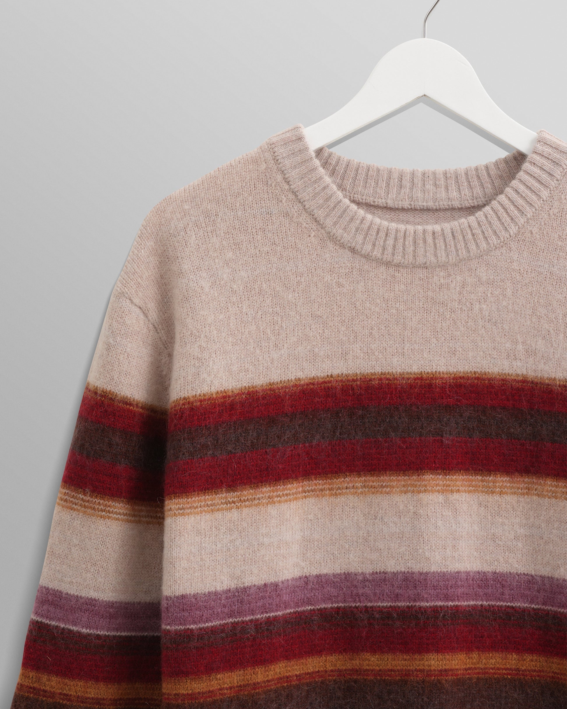 wax london men's Wilde - Oatmeal Brush Stripe Wool Jumper