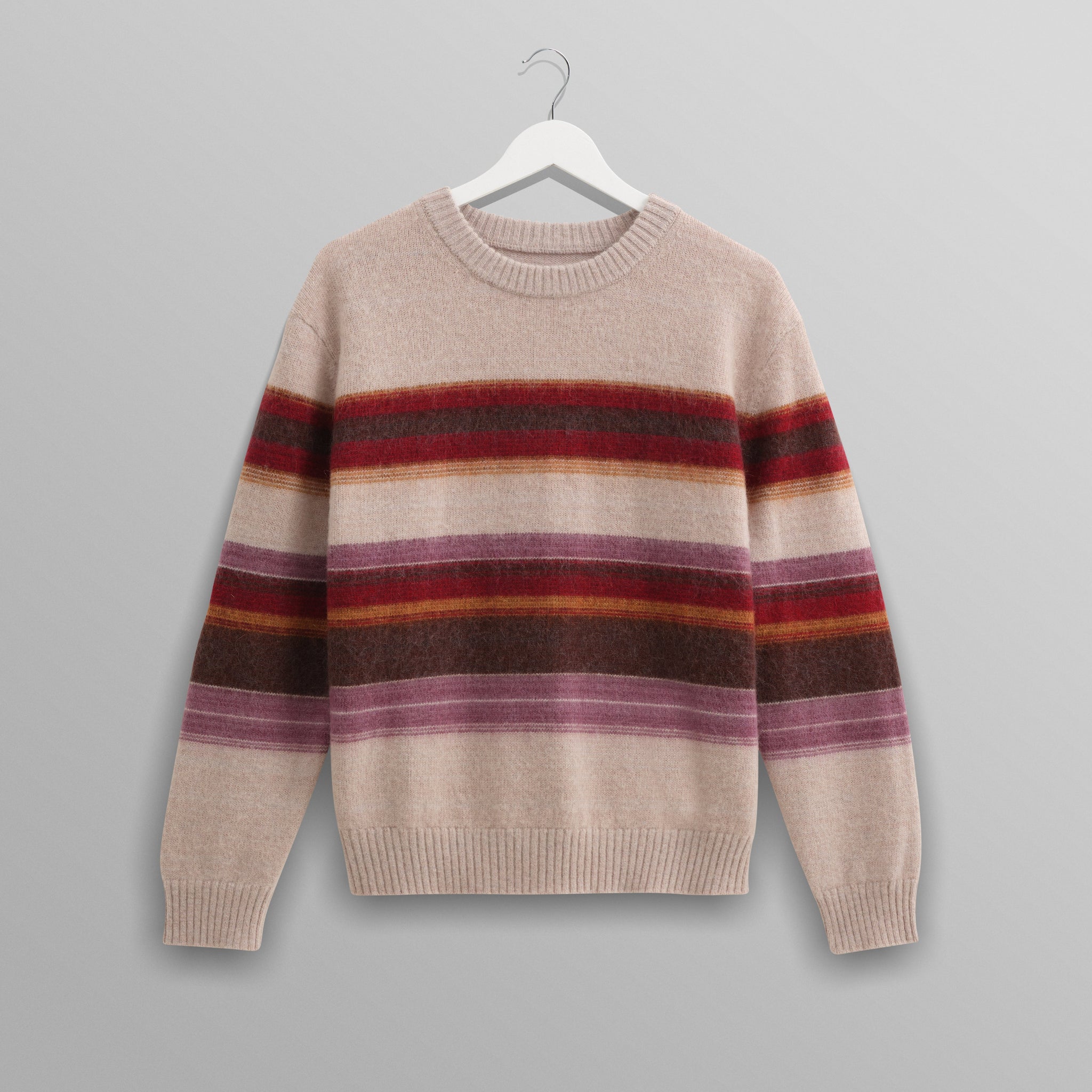 wax london men's Wilde - Oatmeal Brush Stripe Wool Jumper