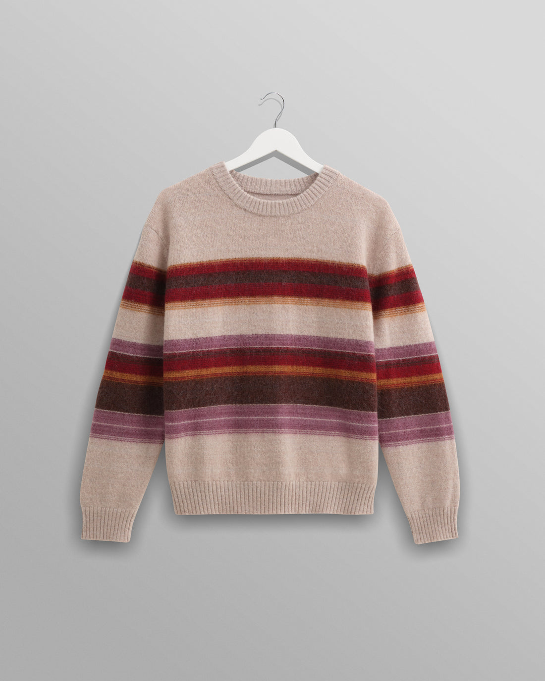 wax london men's Wilde - Oatmeal Brush Stripe Wool Jumper