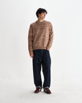 wax london men's Wilde - Pink And Brown Space Dye Wool Crewneck