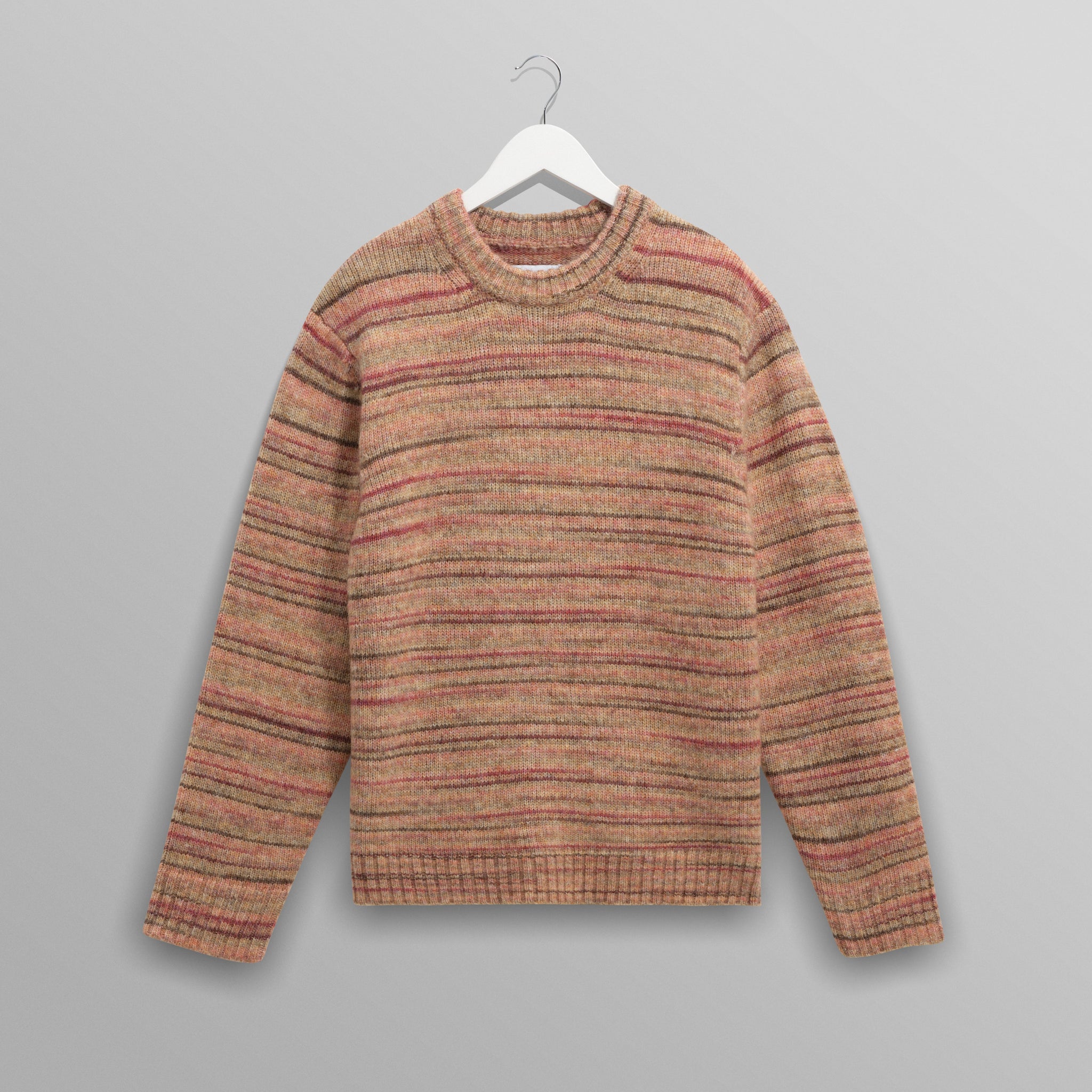 wax london men's Wilde - Pink And Brown Space Dye Wool Crewneck