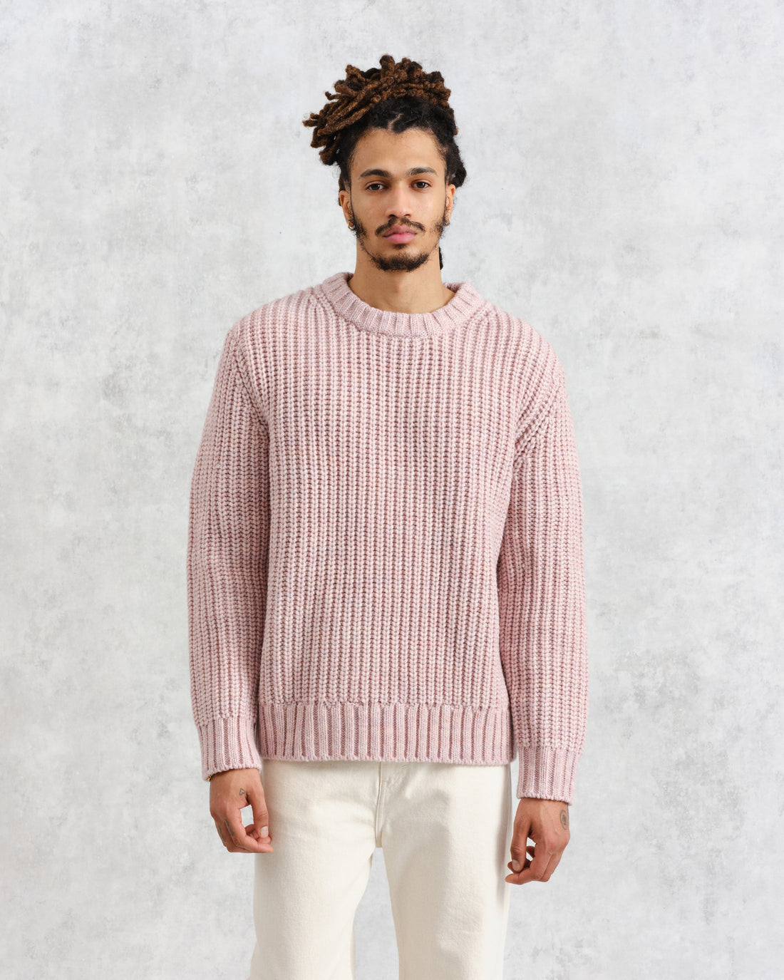 wax london men's Wilde - Pink Heavyweight Knit Jumper