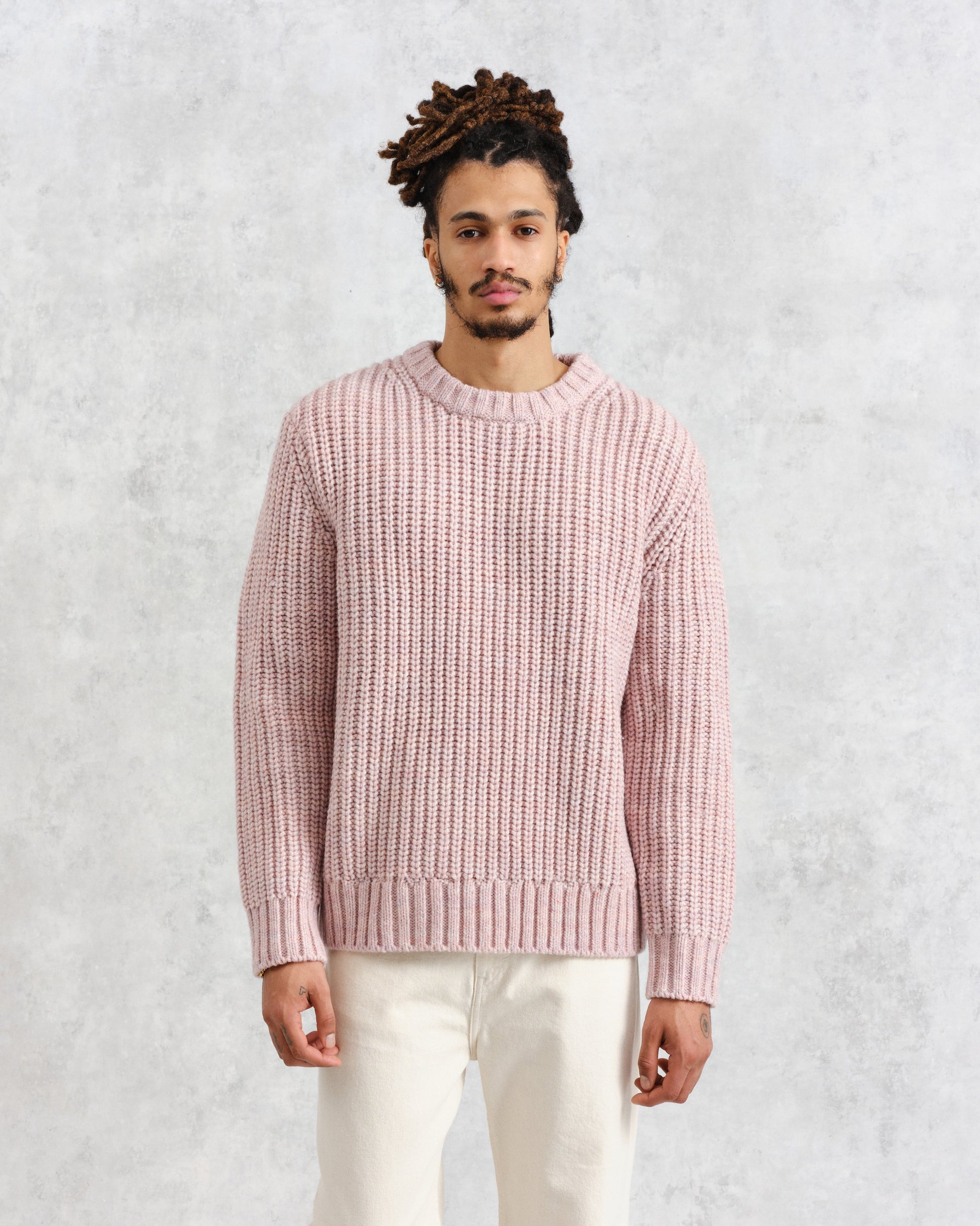 wax london men's Wilde - Pink Heavyweight Knit Jumper
