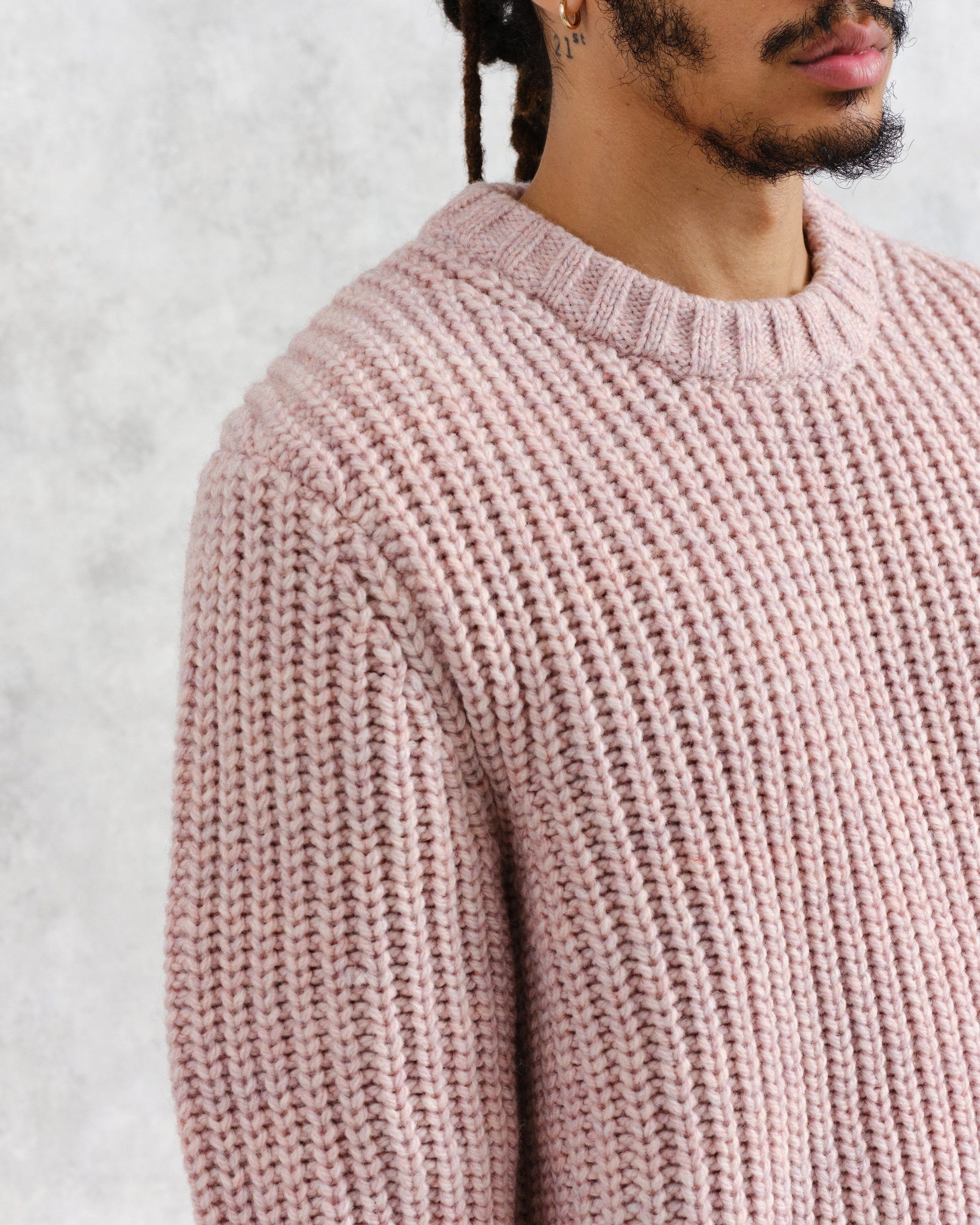 wax london men's Wilde - Pink Heavyweight Knit Jumper