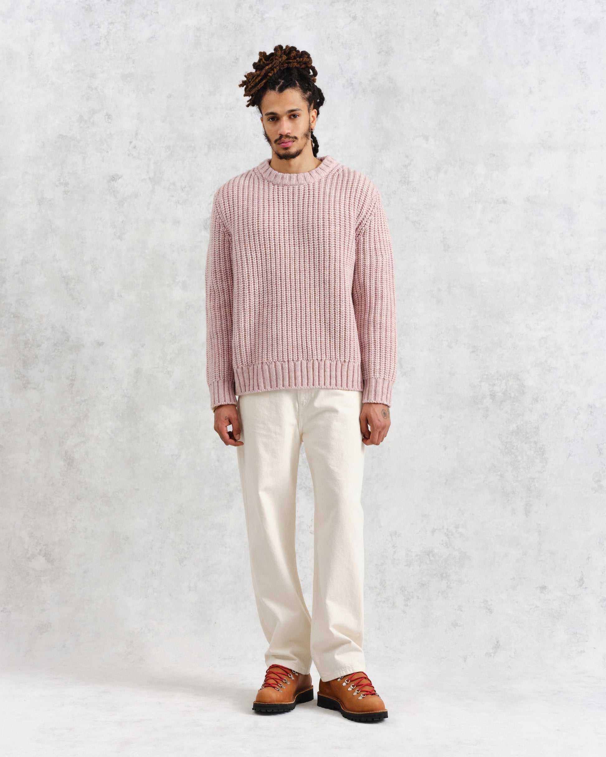 wax london men's Wilde - Pink Heavyweight Knit Jumper