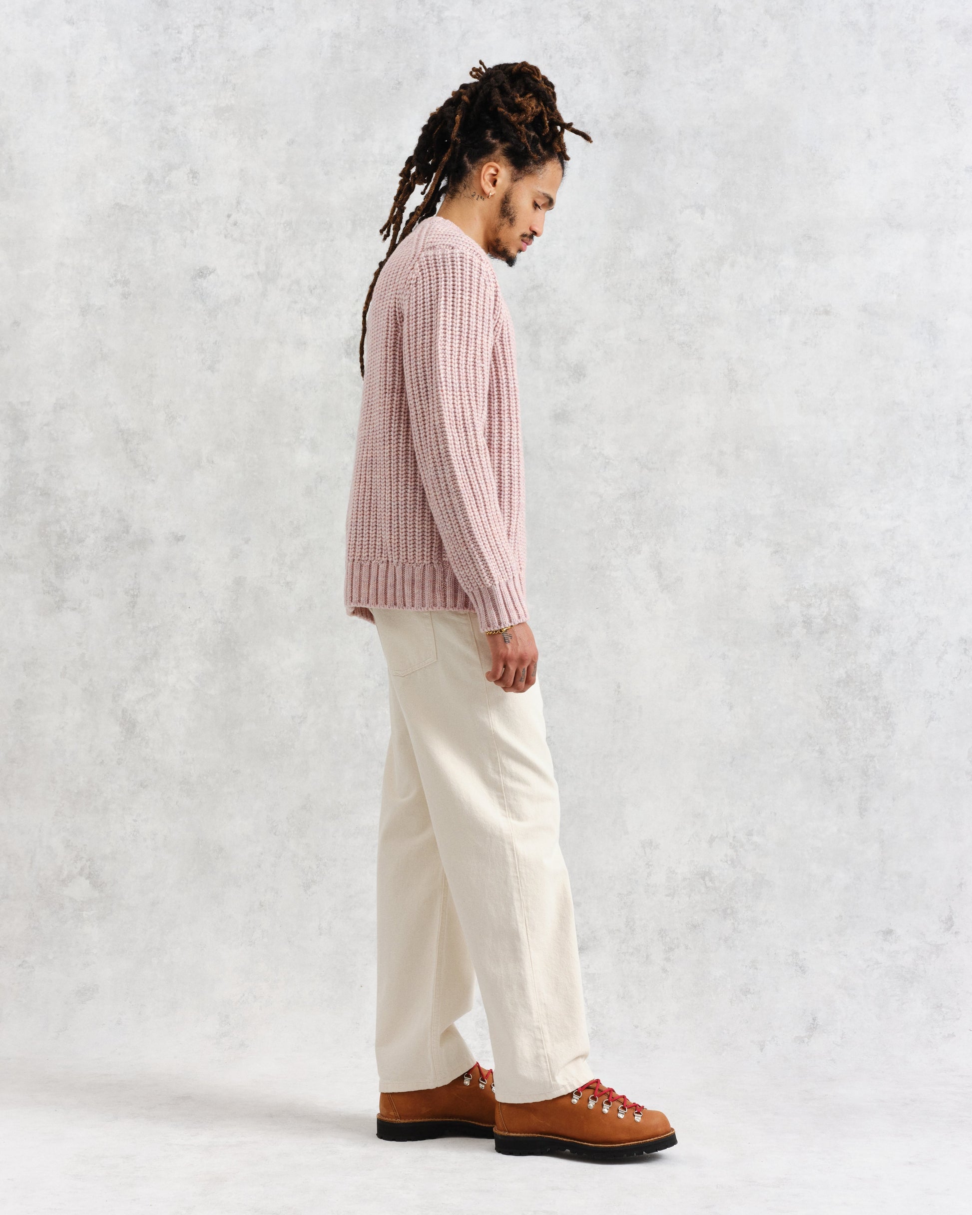 wax london men's Wilde - Pink Heavyweight Knit Jumper