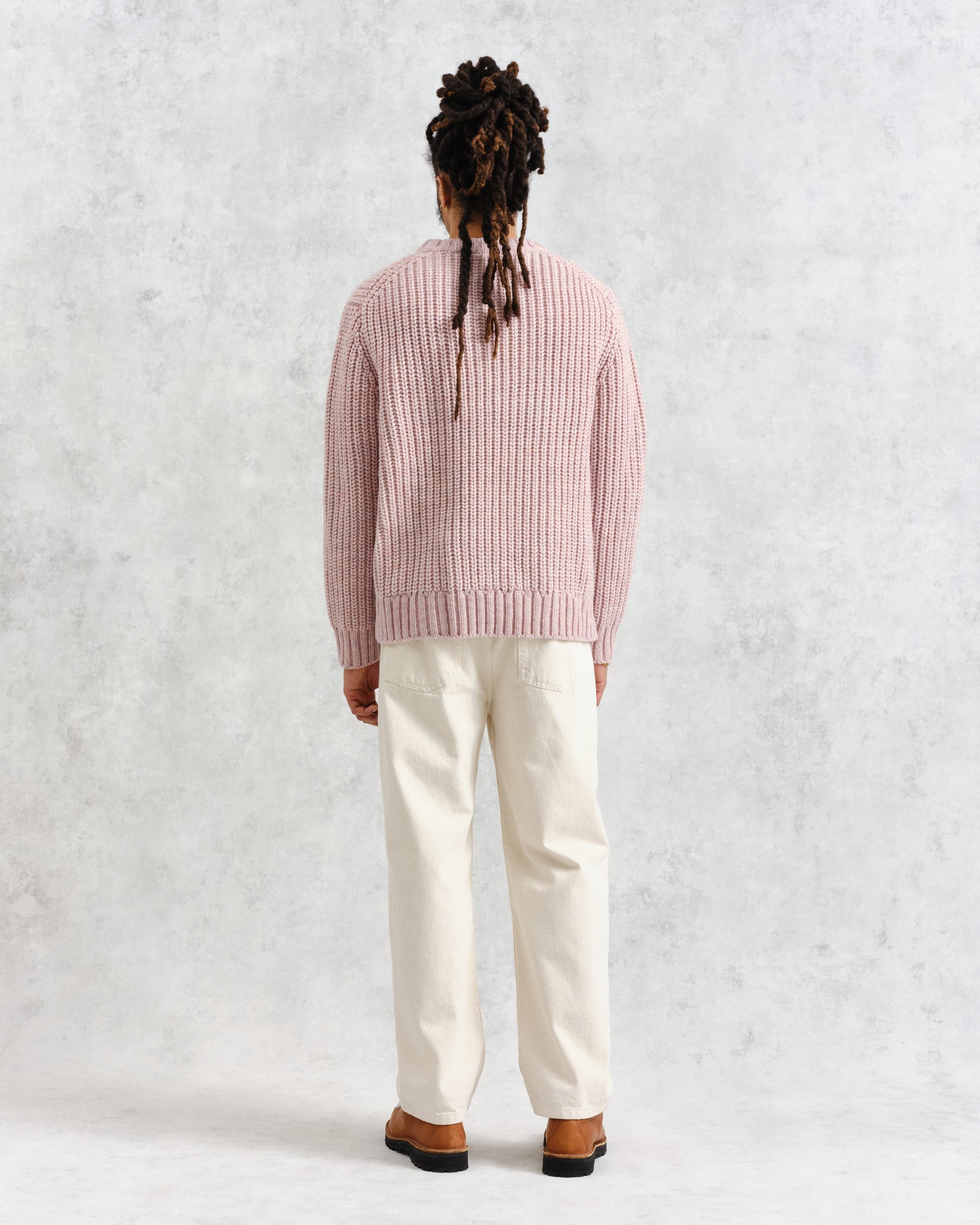 wax london men's Wilde - Pink Heavyweight Knit Jumper