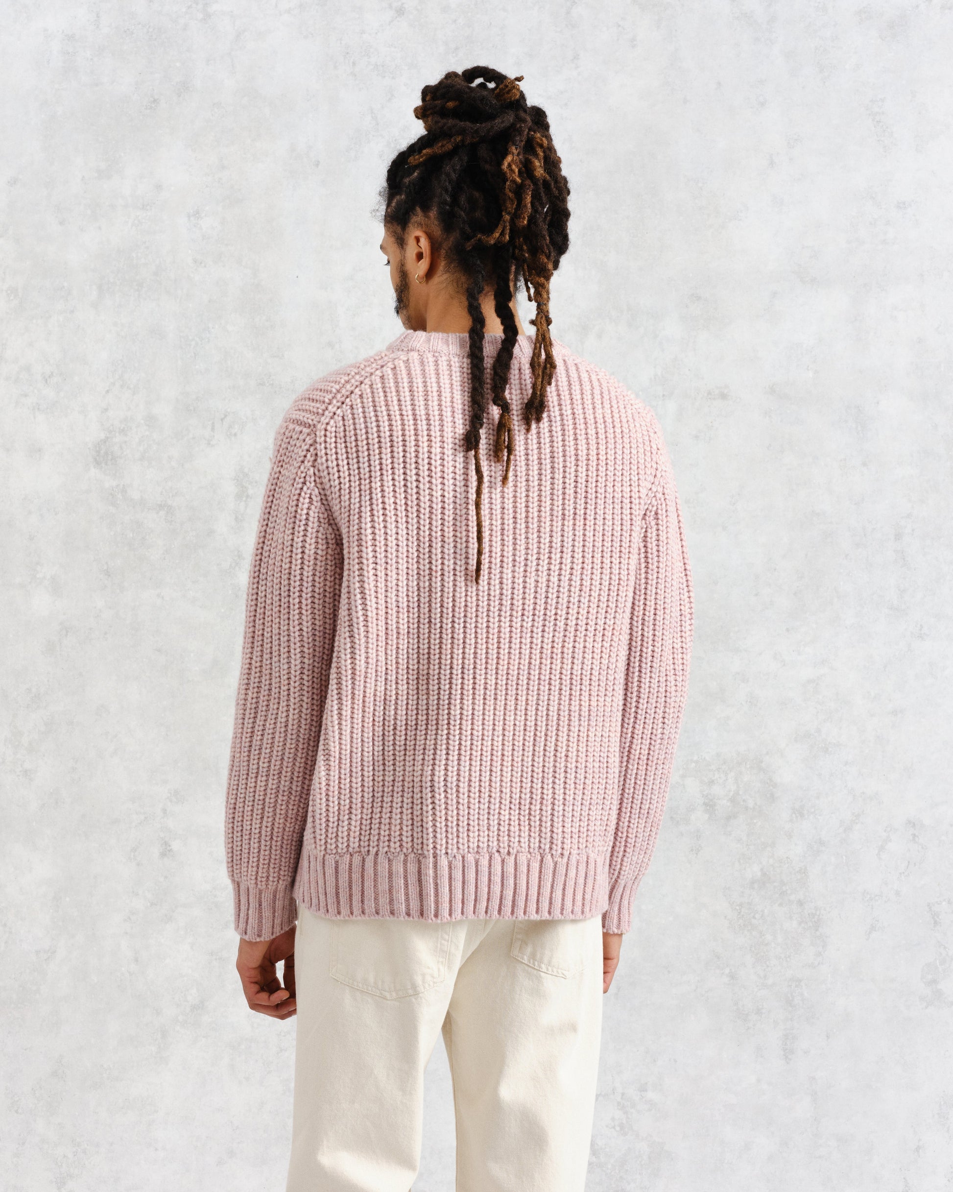 wax london men's Wilde - Pink Heavyweight Knit Jumper