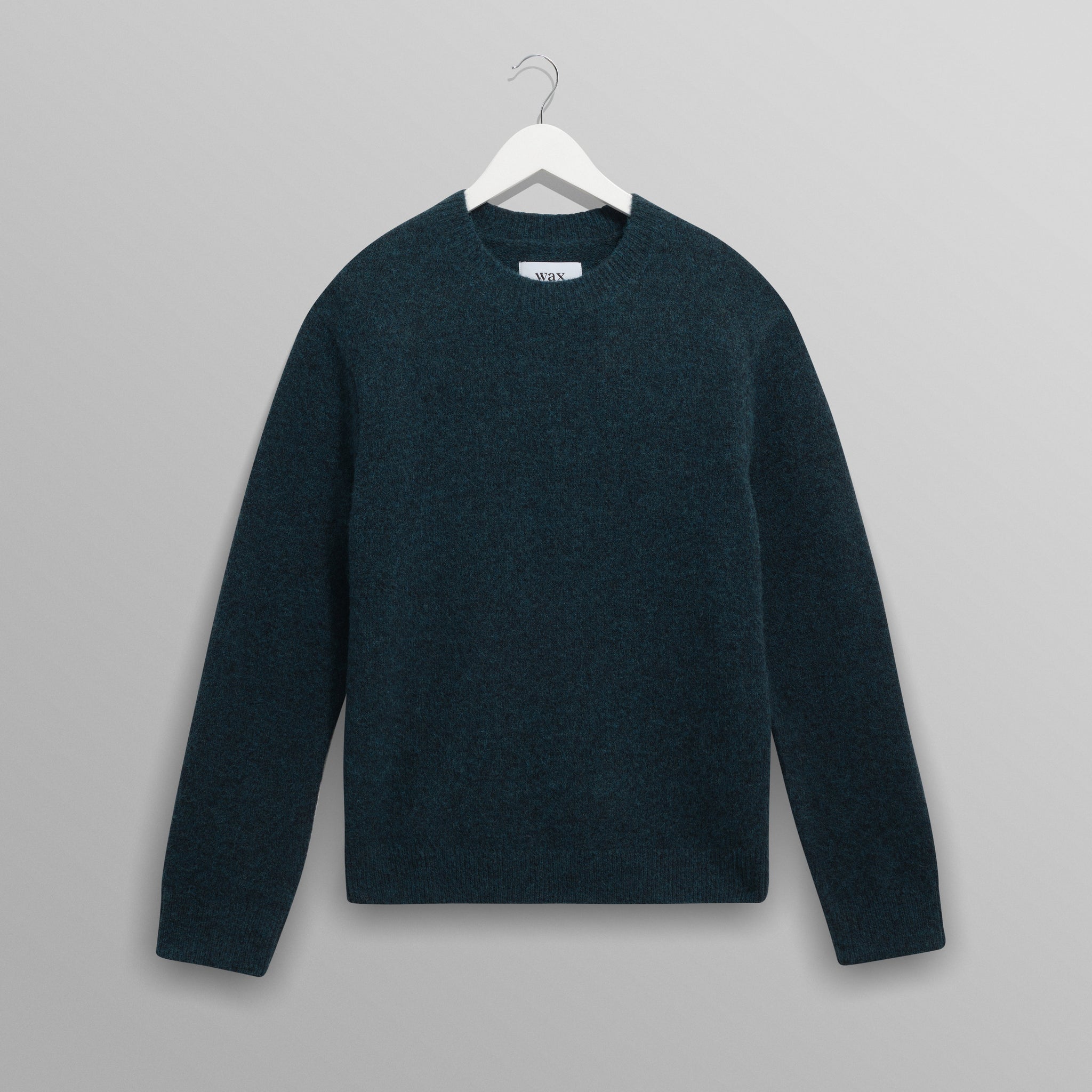 wax london men's Wilde - Teal Fluffy Wool Crewneck